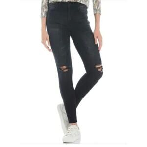 Kut from the Kloth Womens High Rise Skinny Distressed Ripped Jeans Faded Black 8